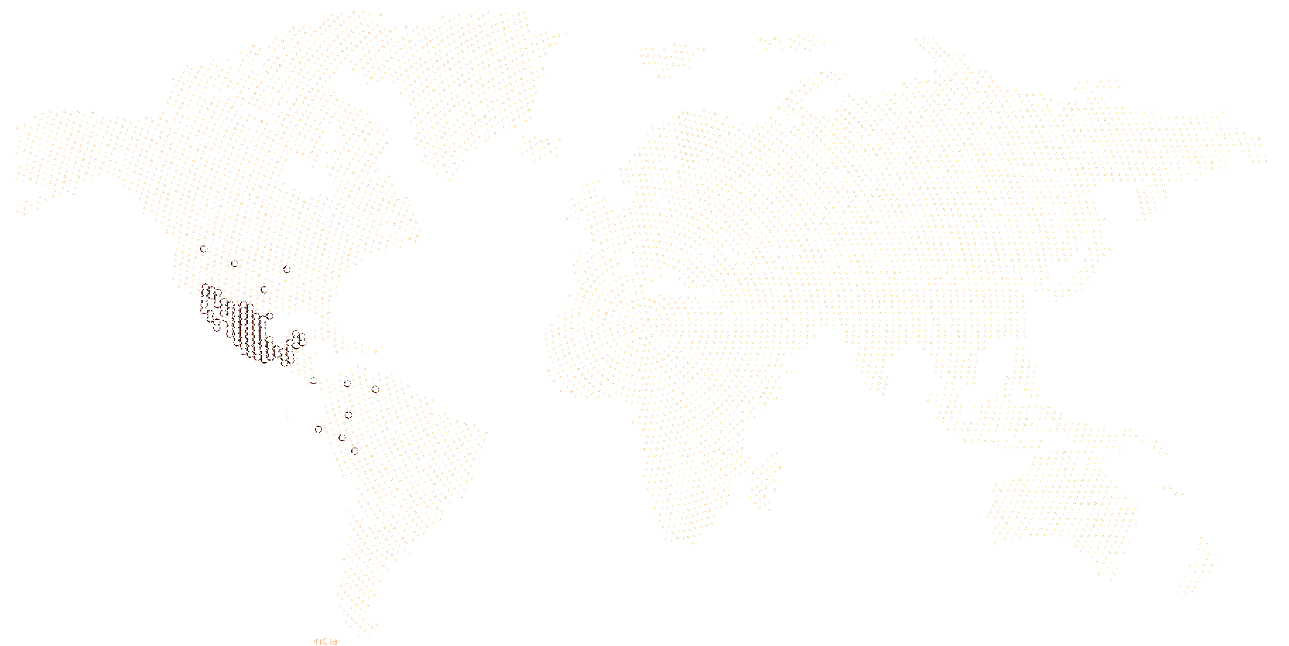 Mapa mundial de clientes con México como principal mercado y otros puntos de presencia en América