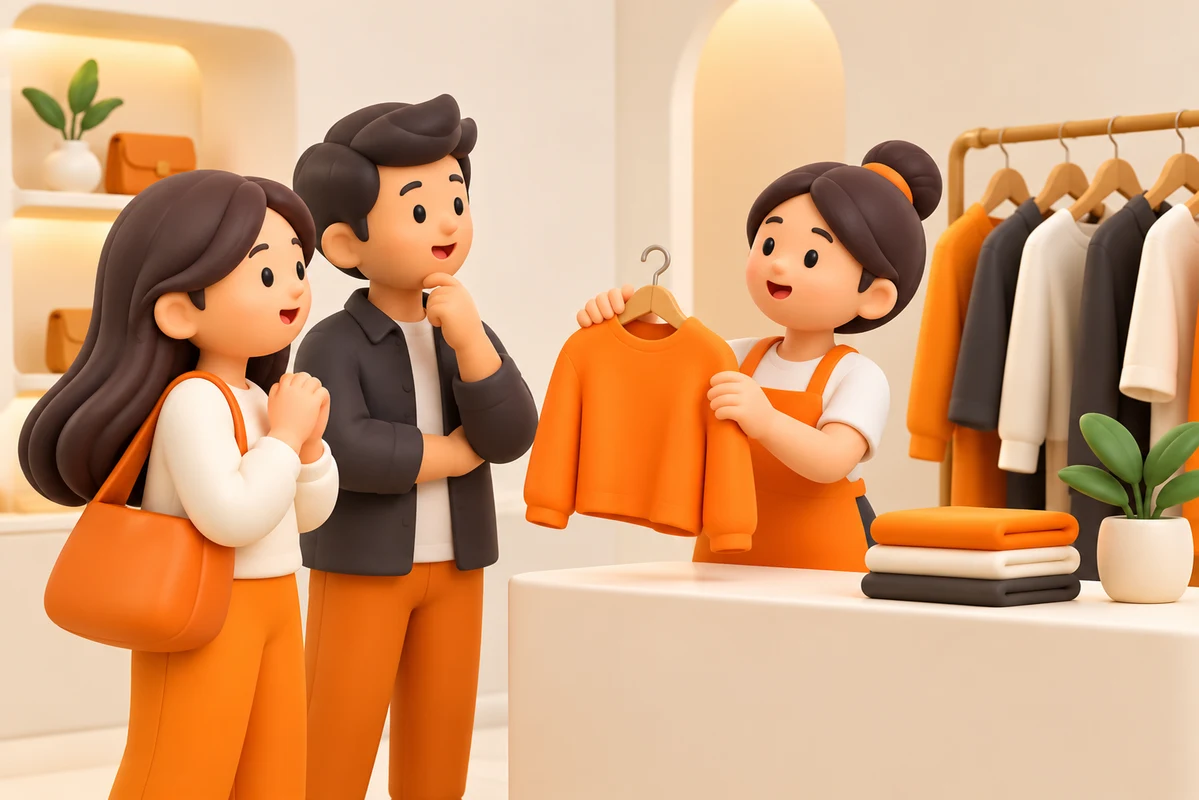 Personajes profesionales en 3D conectando un negocio con sus clientes