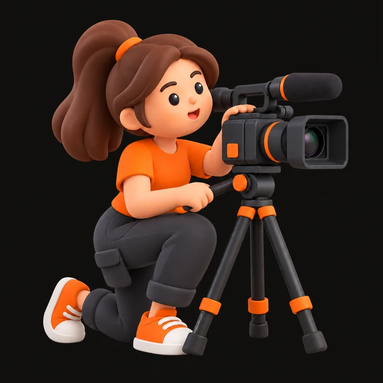 Profesional en 3D con cámara de producción audiovisual